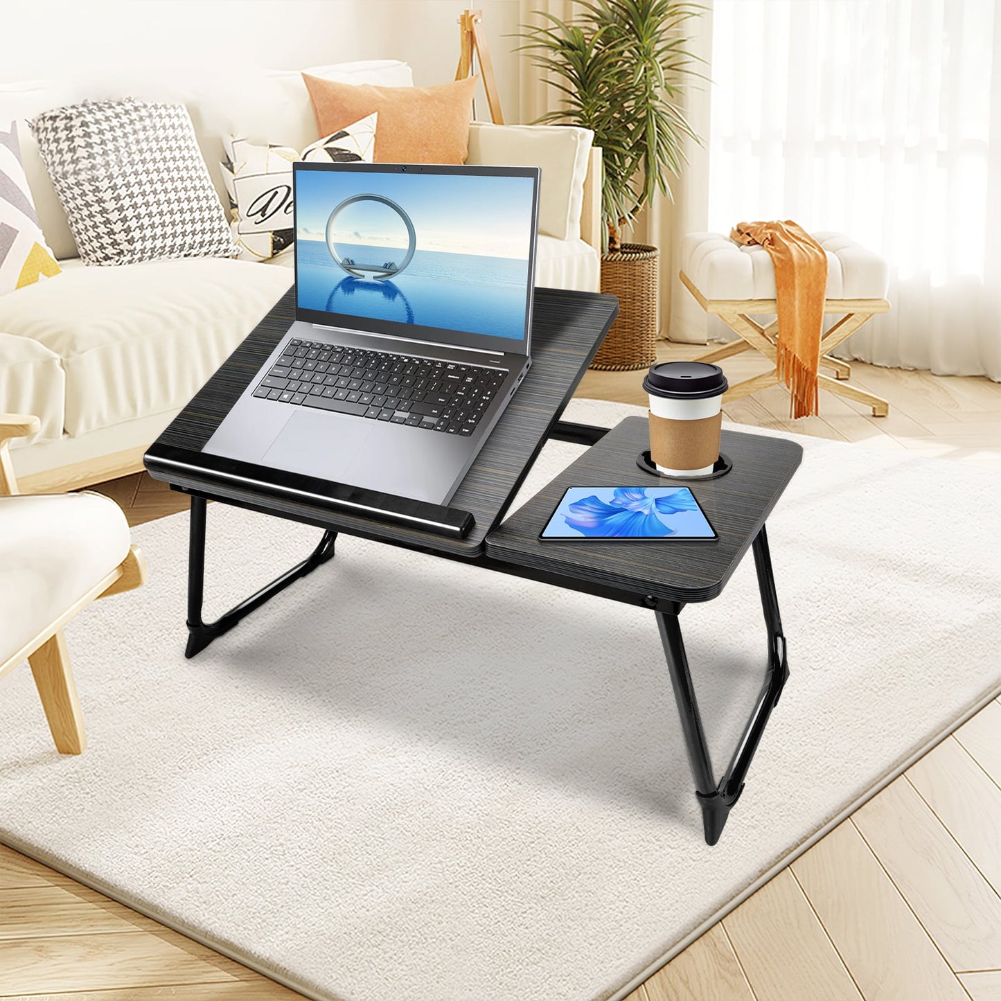 Laptop Bed Tray Table, Foldable Lap Desk for Bed and Sofa, Laptop Desk Notebook Stand for Eating Breakfast, Reading Book, Watching Movie on Ipad