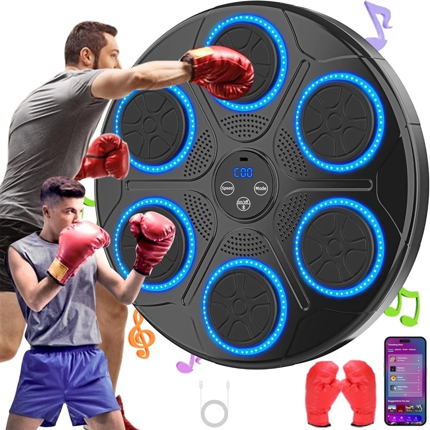 Bluetooth Music Boxing Machine, EASY To Set up + Pair Of Gloves INCLUDED!
