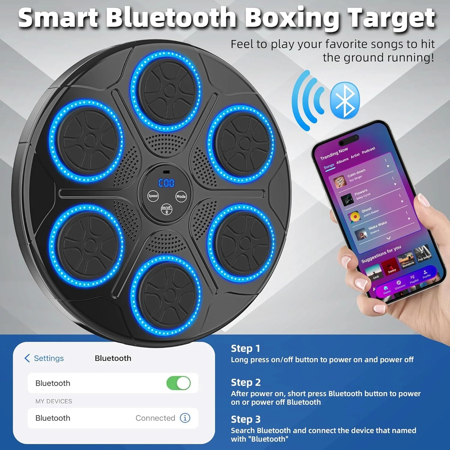 Bluetooth Music Boxing Machine, EASY To Set up + Pair Of Gloves INCLUDED!