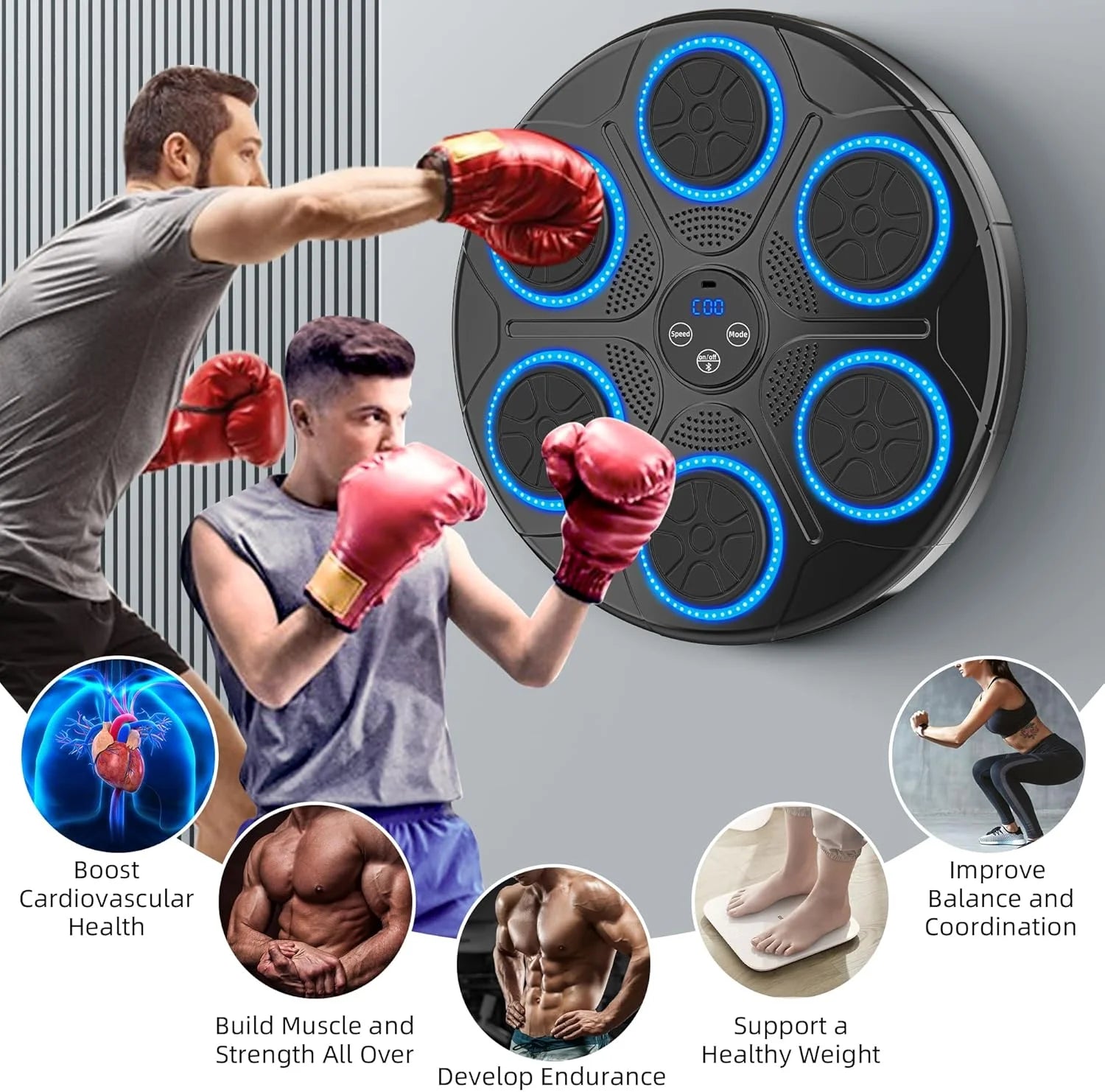 Bluetooth Music Boxing Machine, EASY To Set up + Pair Of Gloves INCLUDED!
